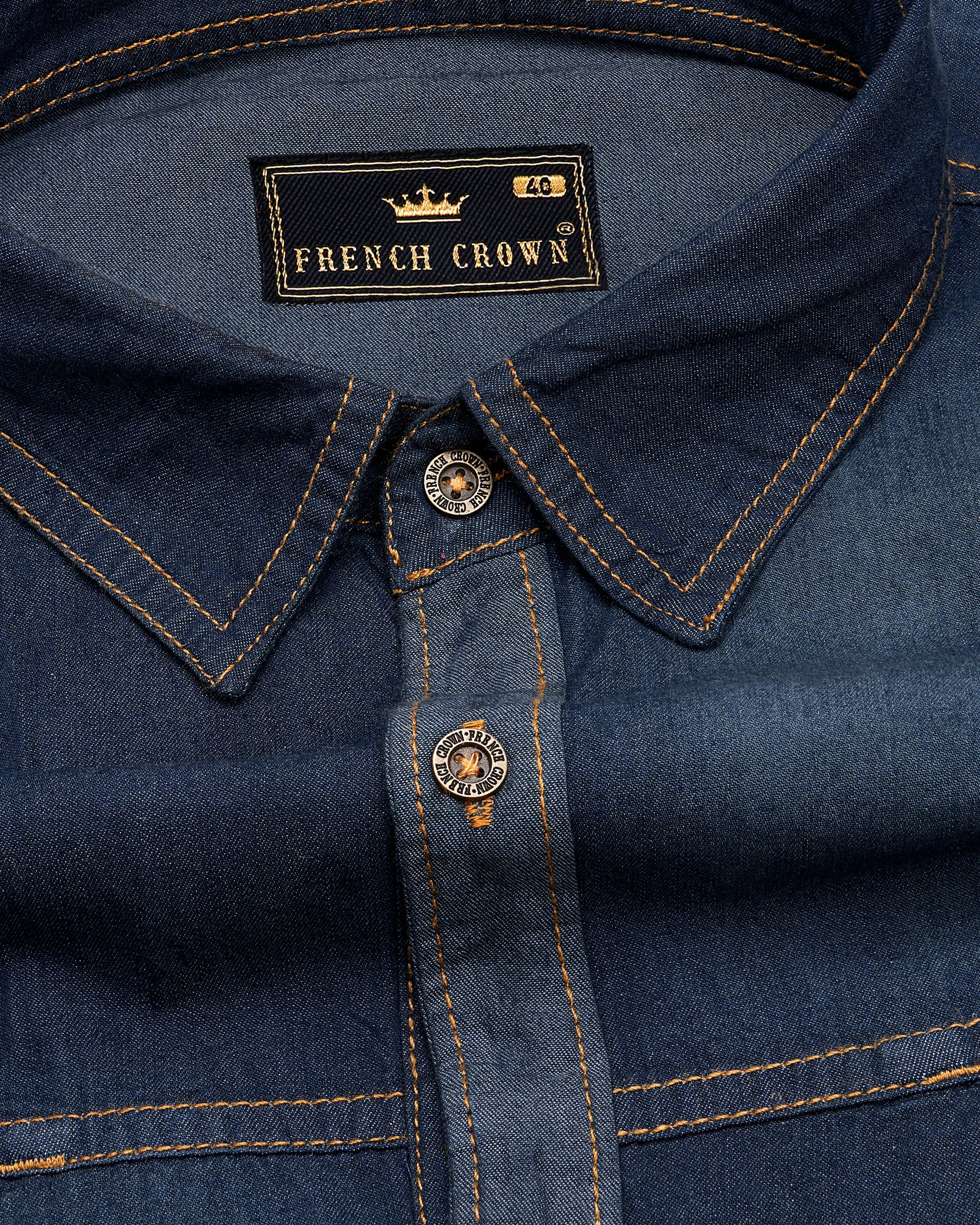 Outer Space Blue Summer Denim Designer Shirt With Leather Patch Work