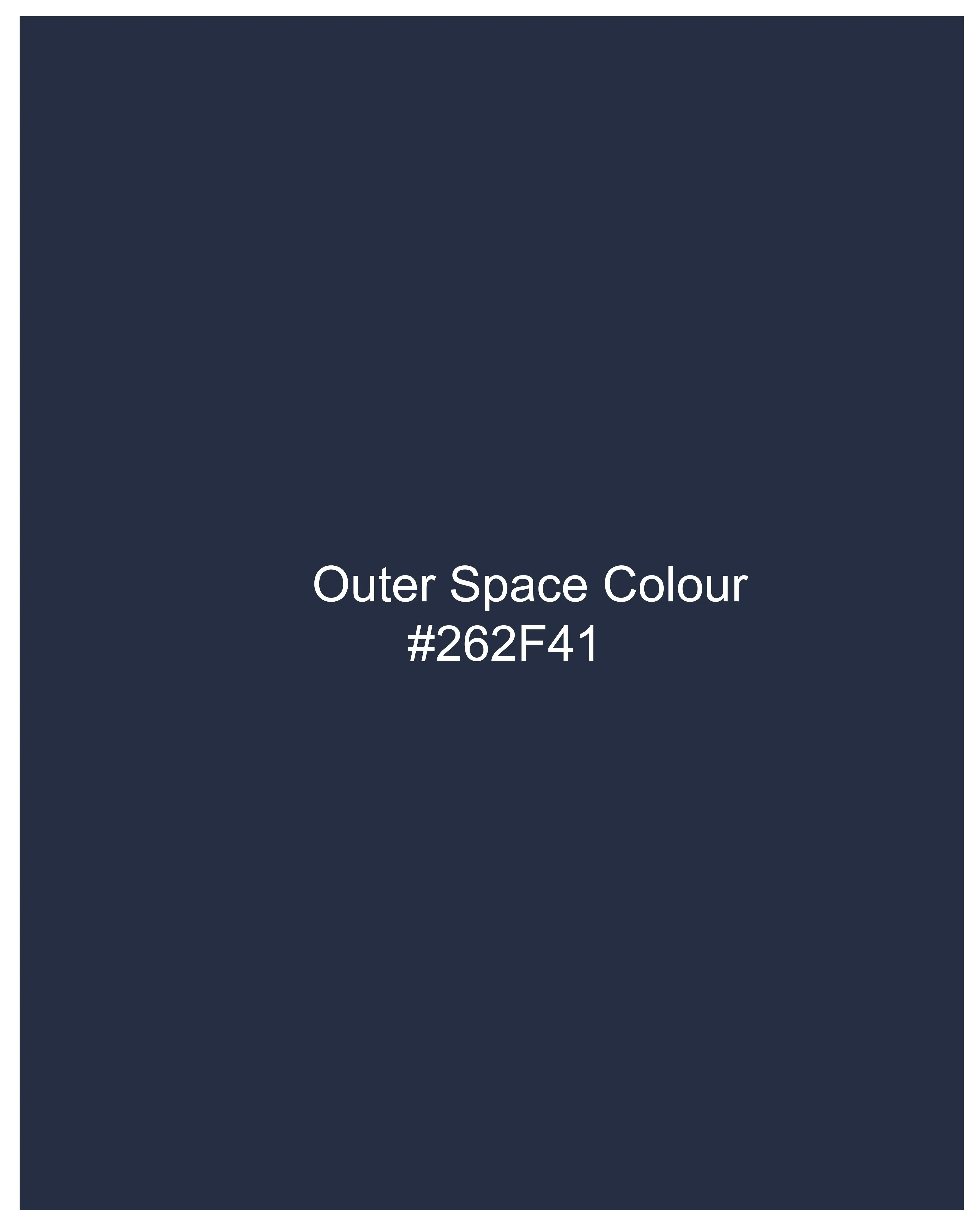 Outer Space Blue Summer Denim Designer Shirt With Leather Patch Work