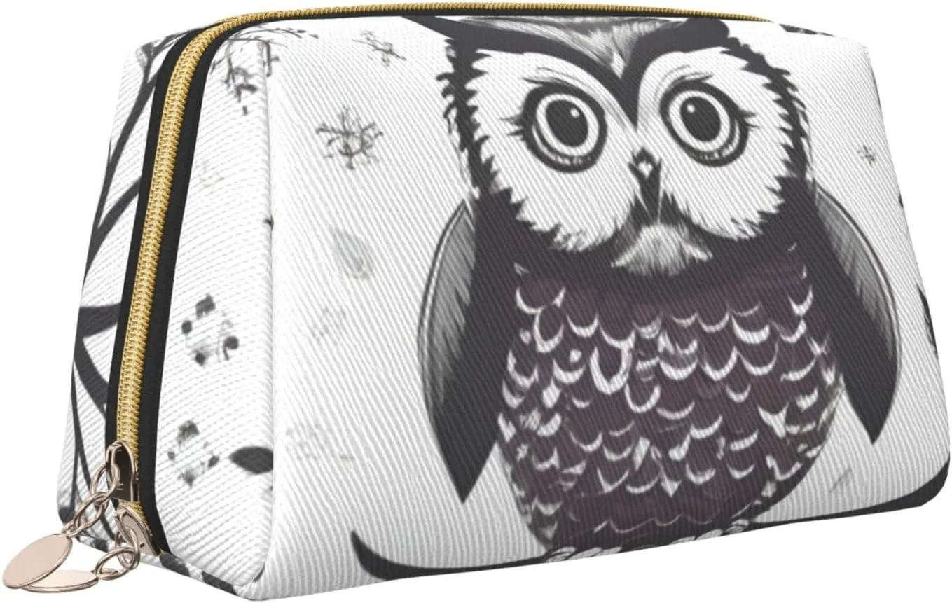 Owl Tree Branches Toiletry Pouch, Travel-Friendly Makeup Organizer For Makeup Brushes, Lipsticks