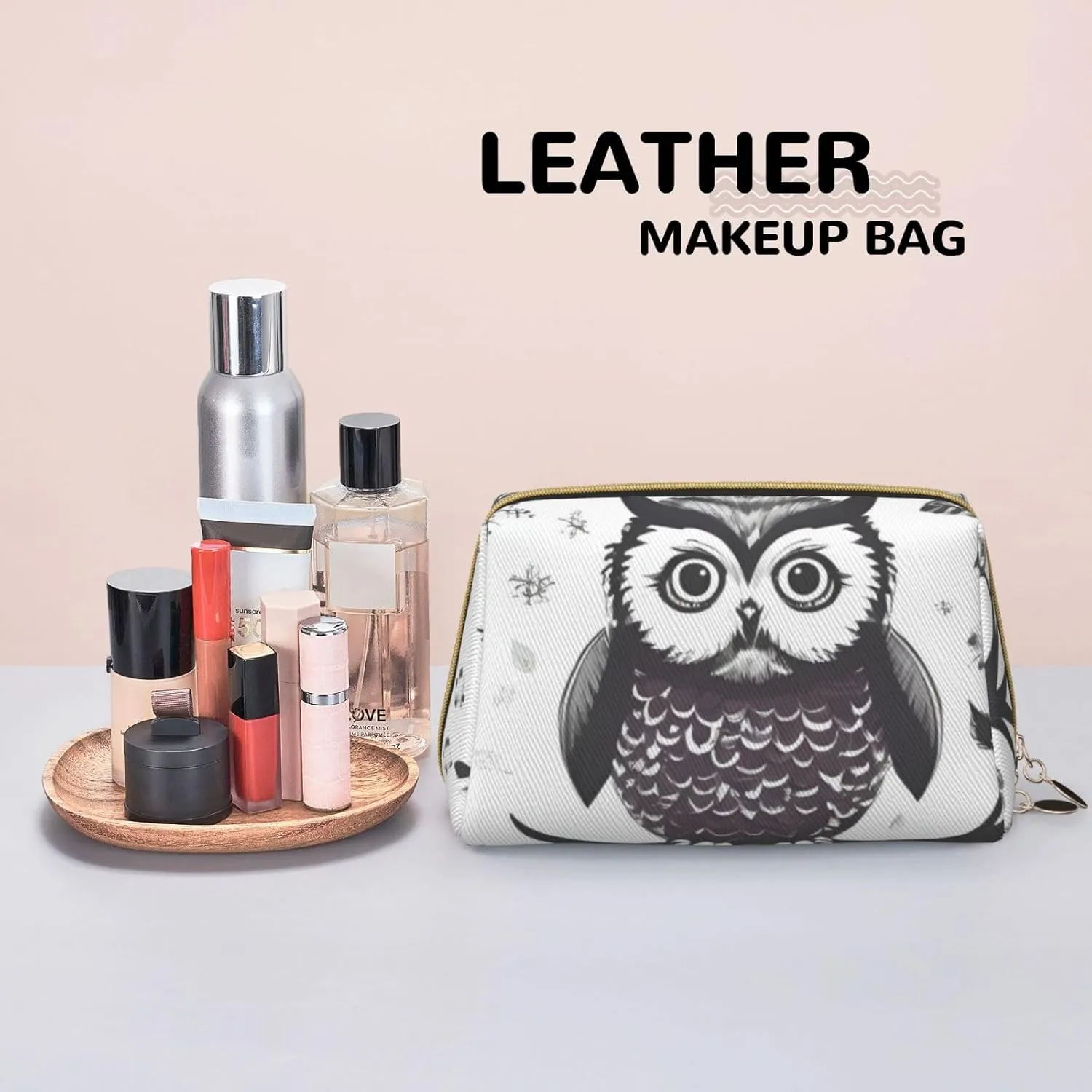 Owl Tree Branches Toiletry Pouch, Travel-Friendly Makeup Organizer For Makeup Brushes, Lipsticks