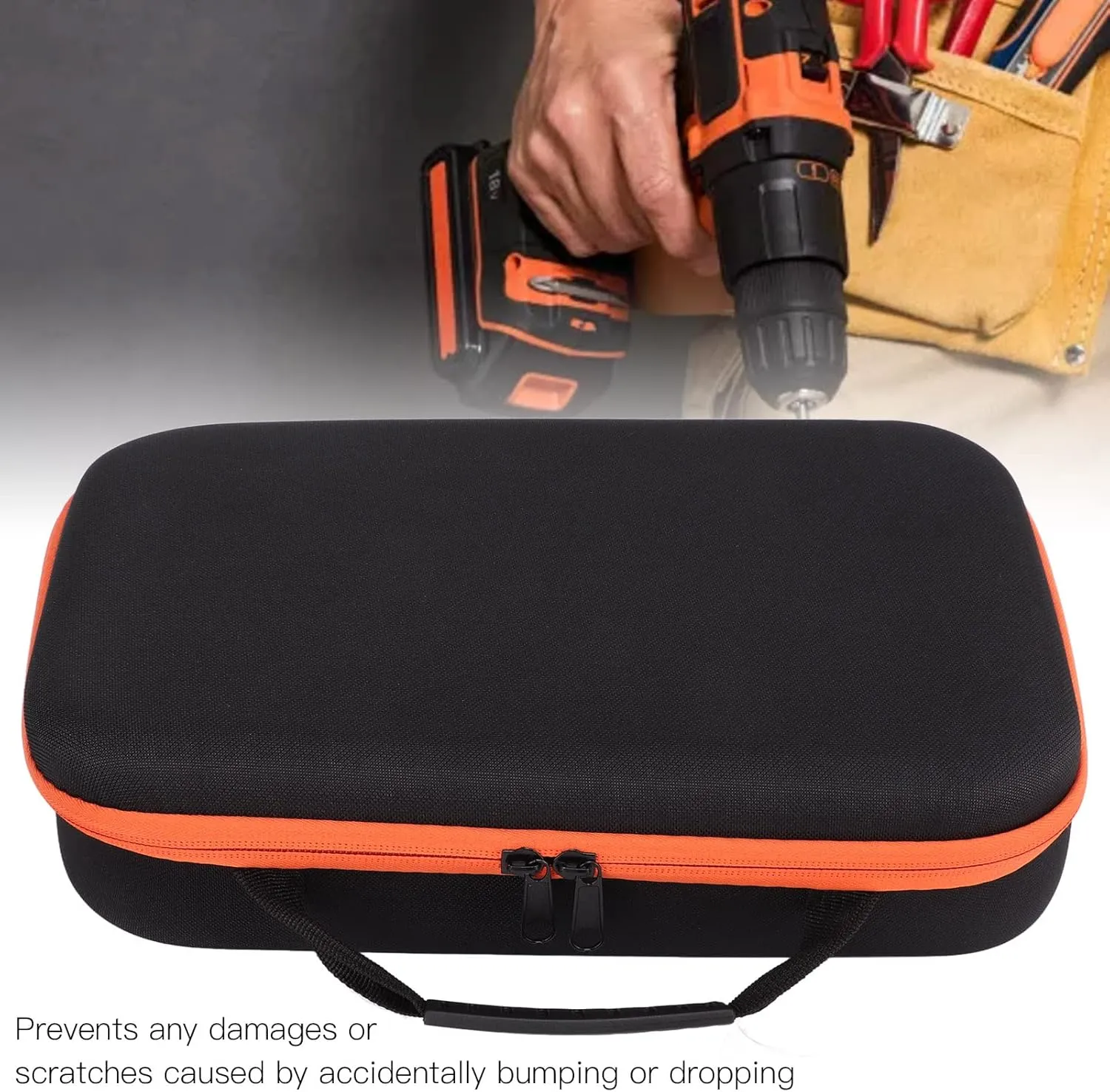 Oxford Tool Pouch, Protable Storage Case with Handle, Tear Resistant, Durable Fabric Bag Tool Aessory for Electric Drill, Electric Grinder, Screw(Long)