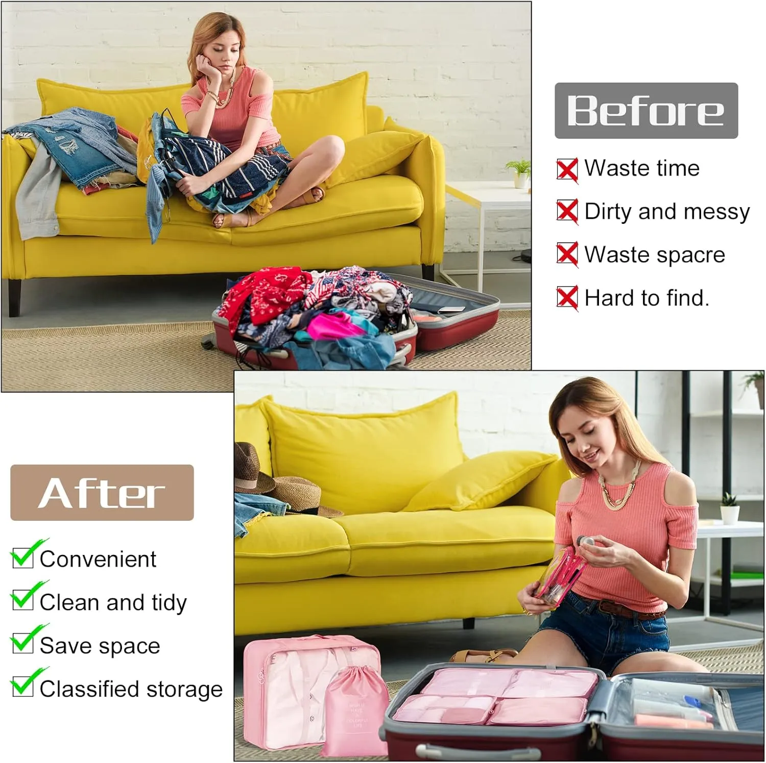 Packing Cubes 7 Set Travel Cubes for Suitcases Lightweight Luggage Packing Orginzers