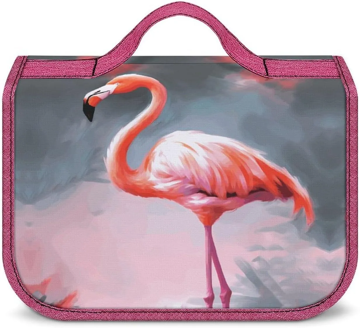 Painting Flamingo Travel Toiletry Bag for Women,Hanging Toiletry Organizer with Hook, Makeup Bag Travel Organizer for Shampoo,Toiletriesl