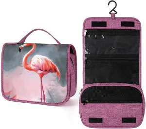 Painting Flamingo Travel Toiletry Bag for Women,Hanging Toiletry Organizer with Hook, Makeup Bag Travel Organizer for Shampoo,Toiletriesl