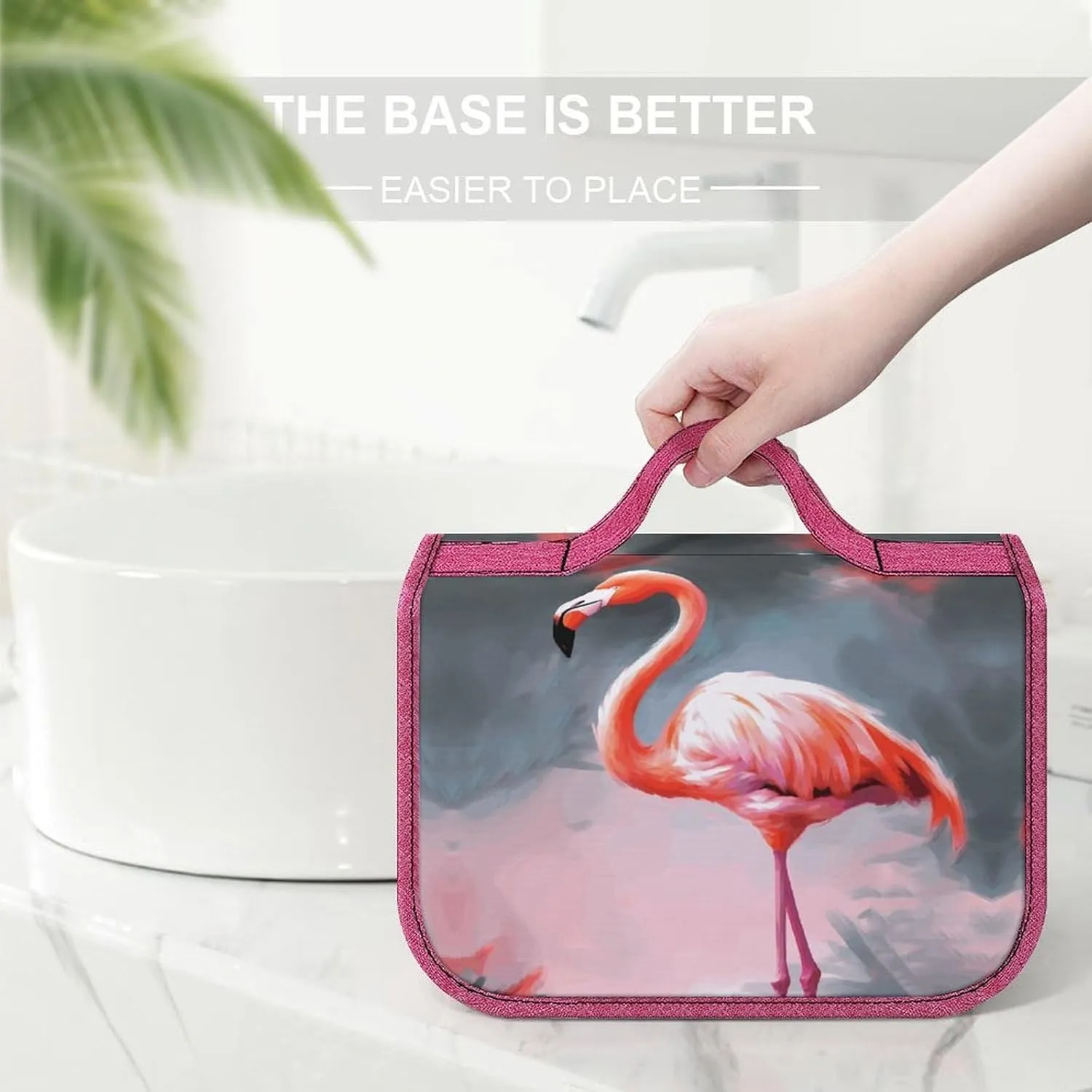Painting Flamingo Travel Toiletry Bag for Women,Hanging Toiletry Organizer with Hook, Makeup Bag Travel Organizer for Shampoo,Toiletriesl