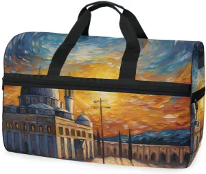 Palace Painting Travel Duffel Bag Luggage Sports Gym Bags With Shoes Compartment Large Capacity Lightweight Duffle Bag For Men Women