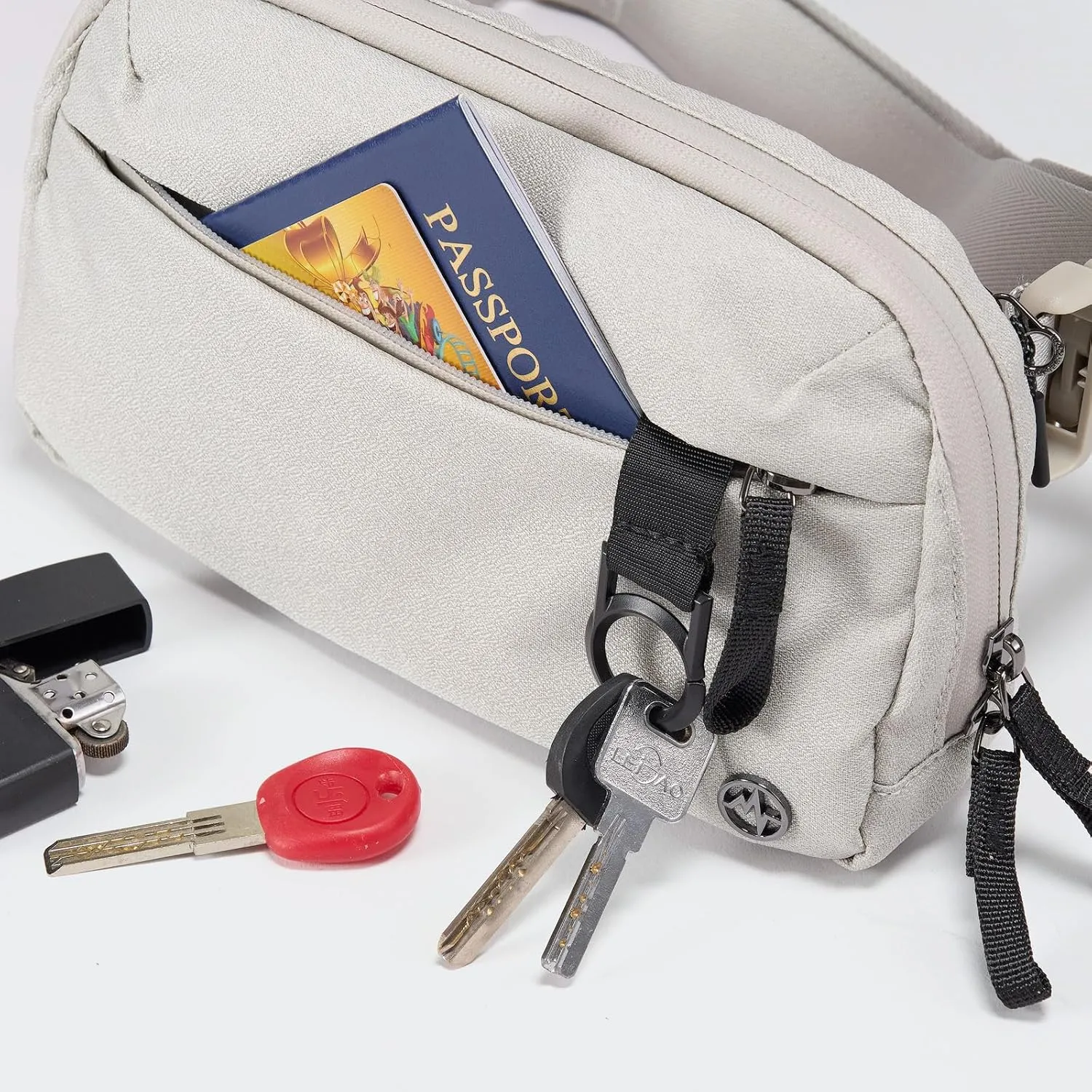 Pander Crossbody Sling Bag for Travel, Outdoor, and Everyday Use – Adjustable Strap, Lightweight Shoulder Bag, Light Grey