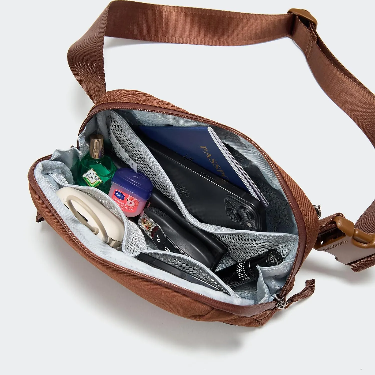 Pander Crossbody Sling Bag for Travel, Outdoor, and Everyday Use – Adjustable Strap, Lightweight Shoulder Bag, Saddle Brown