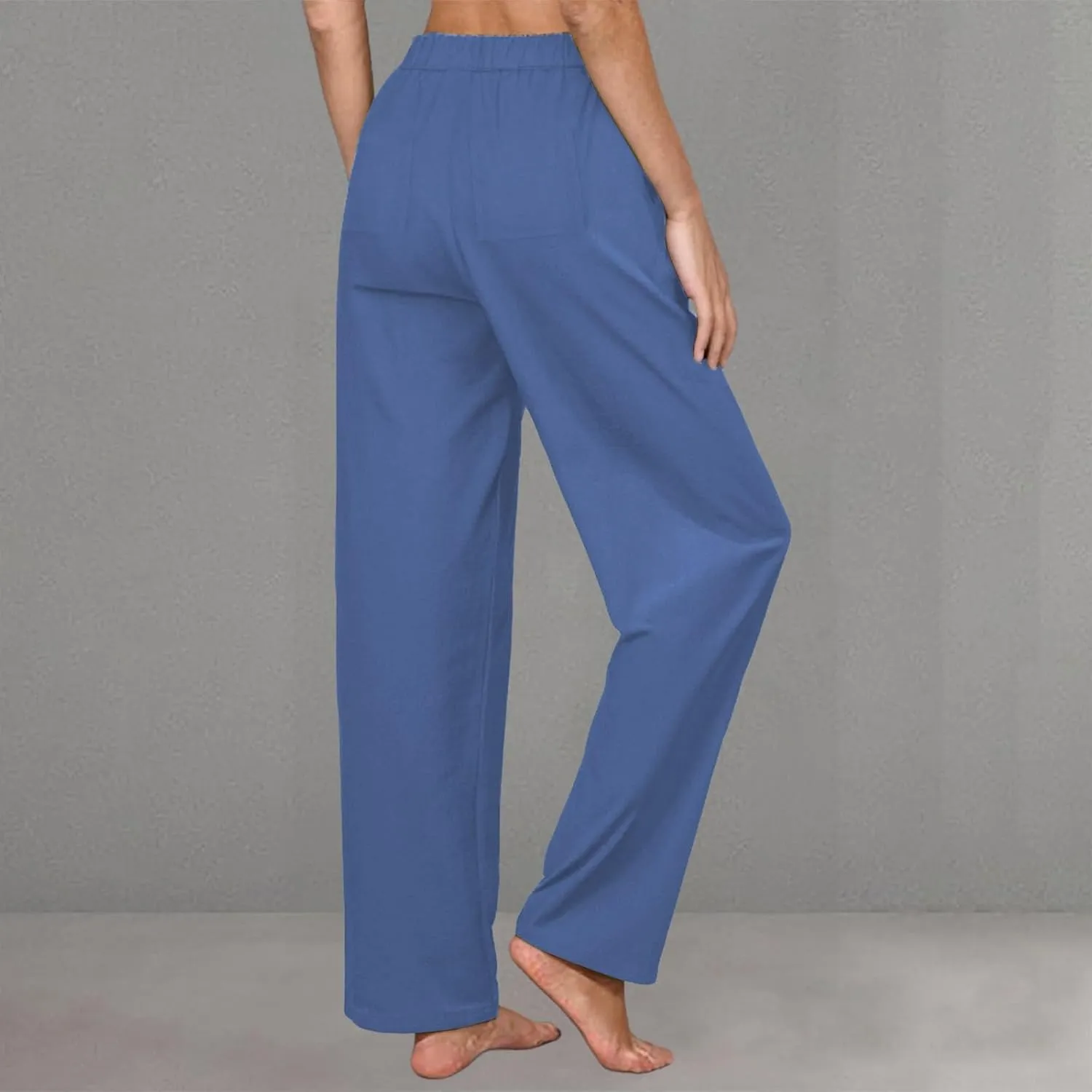 Pants for Women Cotton and Linen Relax Fit Elastic Waist Plus Size Solid Long Trousers 2025 Casual Comfortable Pants