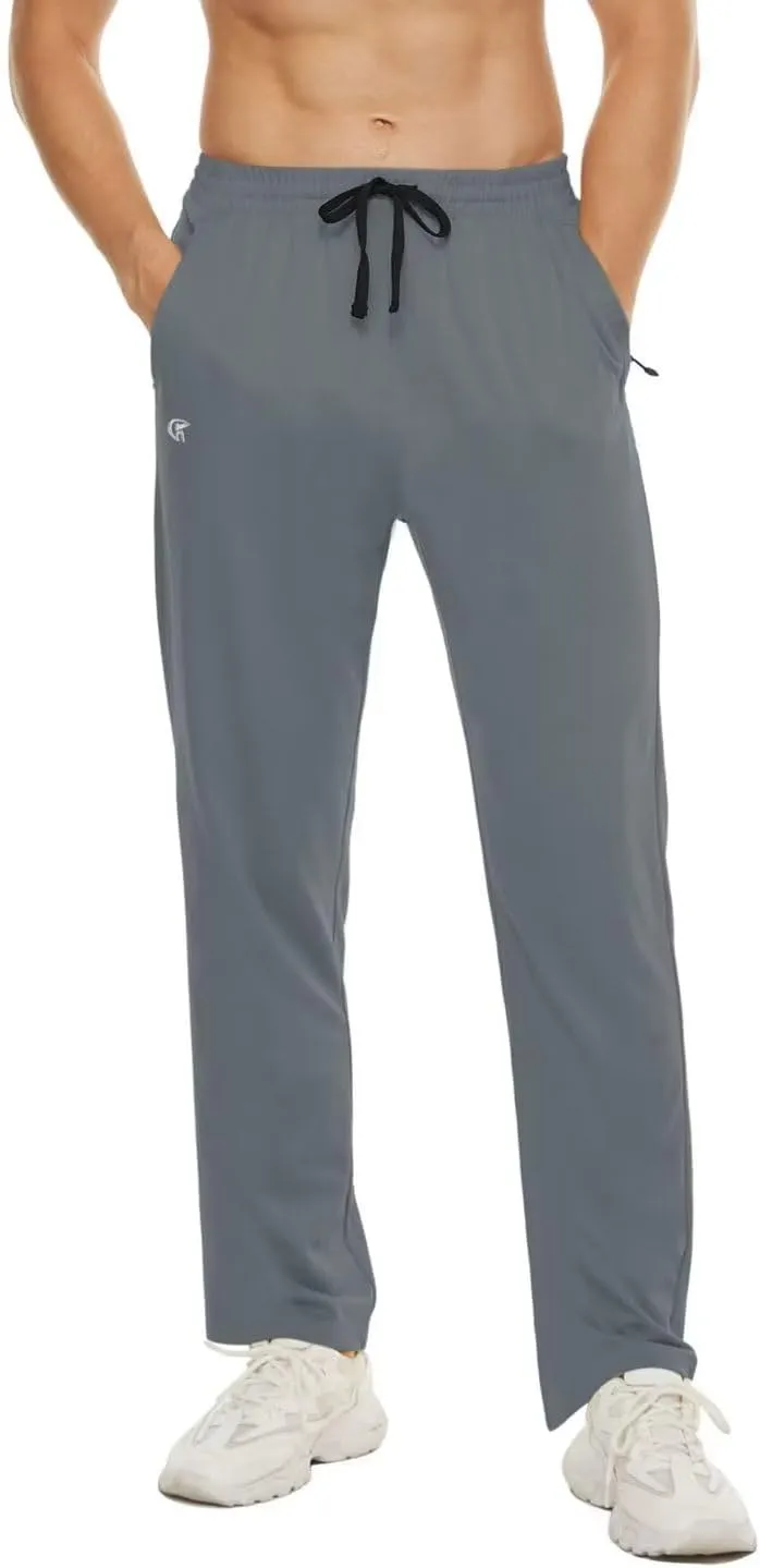 Pdbokew Men's Running Pants Athletic Pants with Zipper Pockets