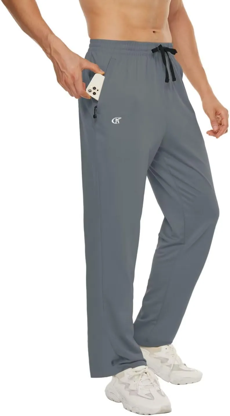 Pdbokew Men's Running Pants Athletic Pants with Zipper Pockets