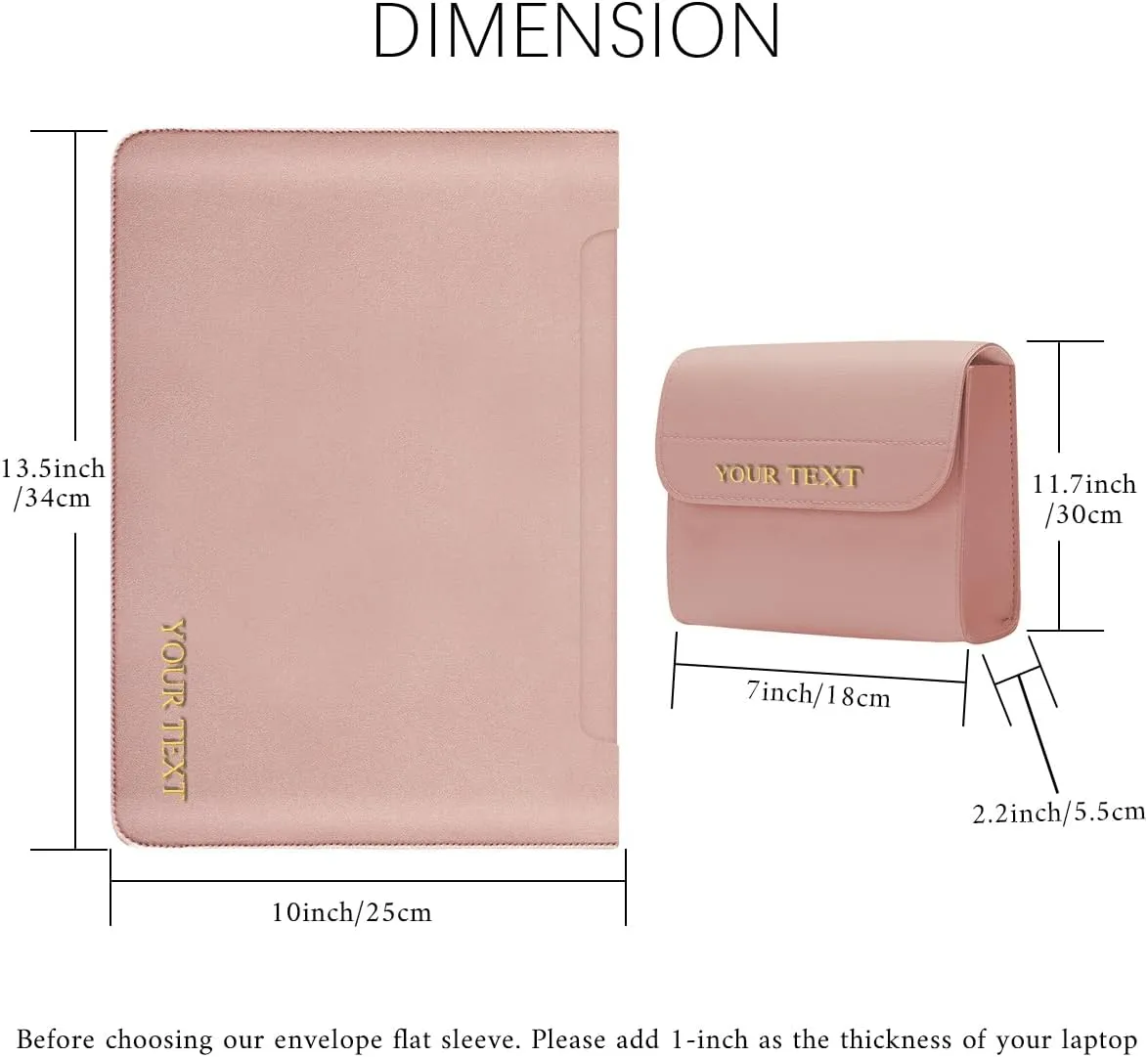 Personalized Laptop Sleeve Bag with Engraved Custom Text Name Monogram Initial for 13.3-14 Inch MacBook Air 13.6" A2681 Mac Pro 14" A2442/A2779, Solid Colors Minimalist Design with Pouch, Mouse Pad