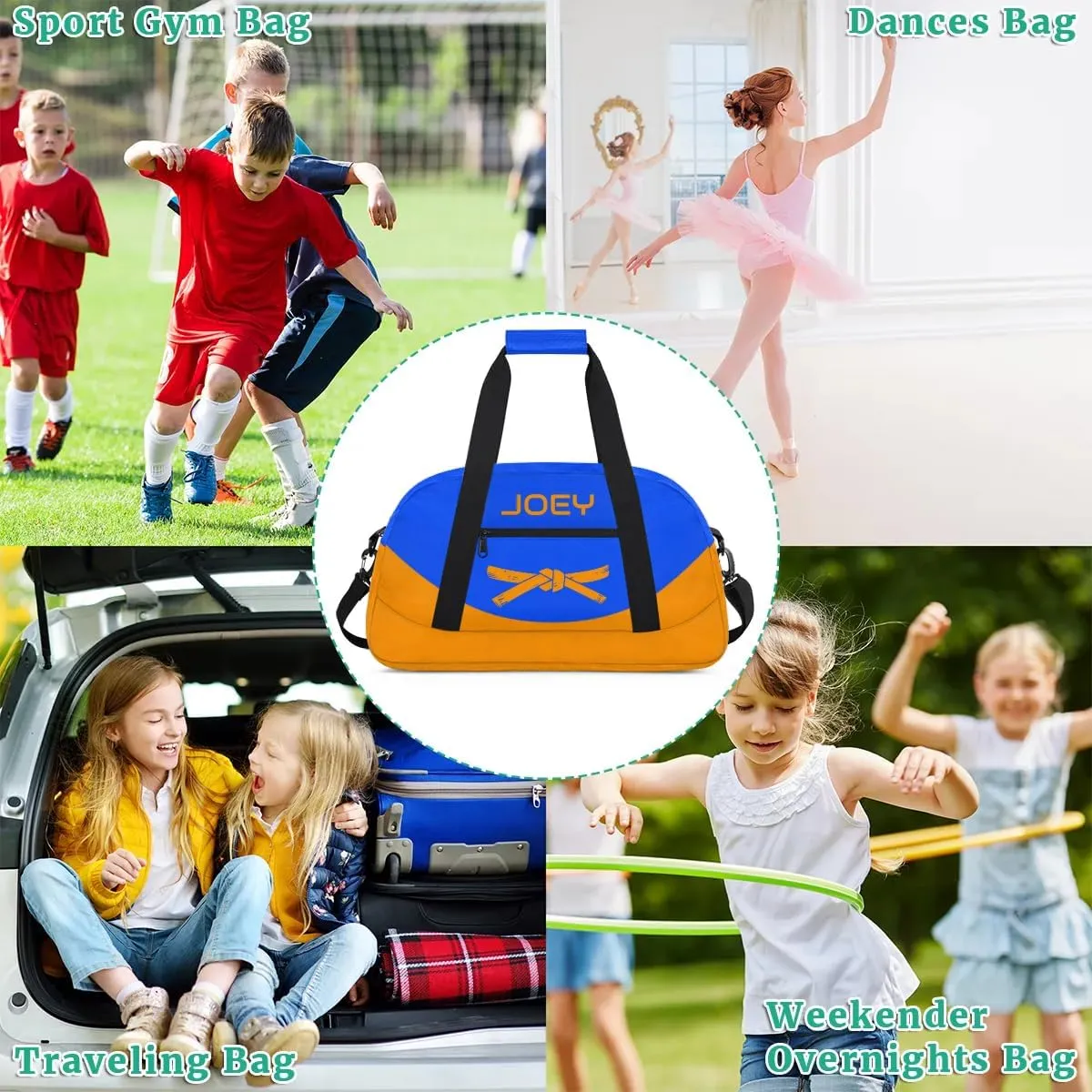 Personalized Martial Art Bag Duffel Bag for Boys Girls, Custom Taekwondo Karate Bag for Travel Weekender Practice Orange Belt