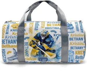 Personalized Name Sport Player Gym Bag for Women, Ice Hockey Travel Duffle Bag Carry On Weekender Bag with Shoe Compartment Custom Gift