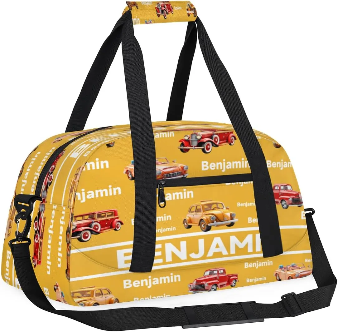 Personalized Truck Car Sports Duffel Bag for Women Men, Custom Travel Gym Bags Birthday Gifts with Name, Truck Car Overnight Weekender Bag
