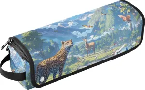 Personalized Wildlife Animal Blue Hot Hair Tools Travel Bag with Heat Resistant Pad Waterproof Curling Iron Travel Case for Straigheners, Curling Iron, Hair Dryer