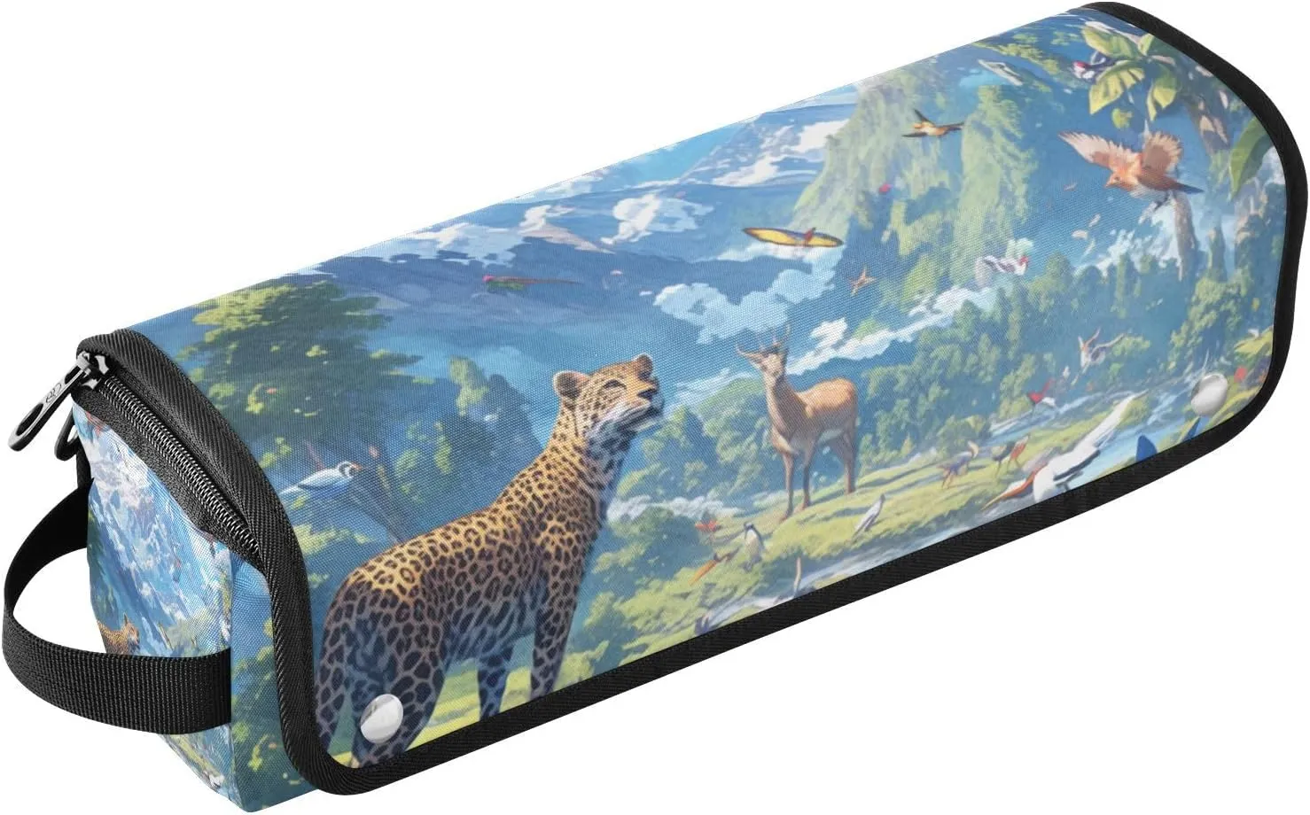 Personalized Wildlife Animal Blue Hot Hair Tools Travel Bag with Heat Resistant Pad Waterproof Curling Iron Travel Case for Straigheners, Curling Iron, Hair Dryer
