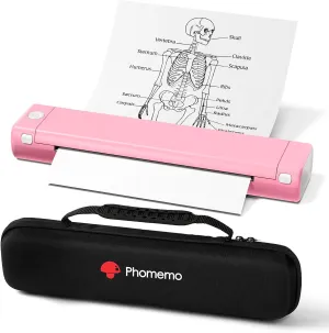 Phomemo Inkless Portable Printer for Travel - Wireless Thermal Printer Compatible with Phone & Laptop, Bluetooth Printers Supports 8.5" X 11" Letter Thermal Paper, Come with Carry Case