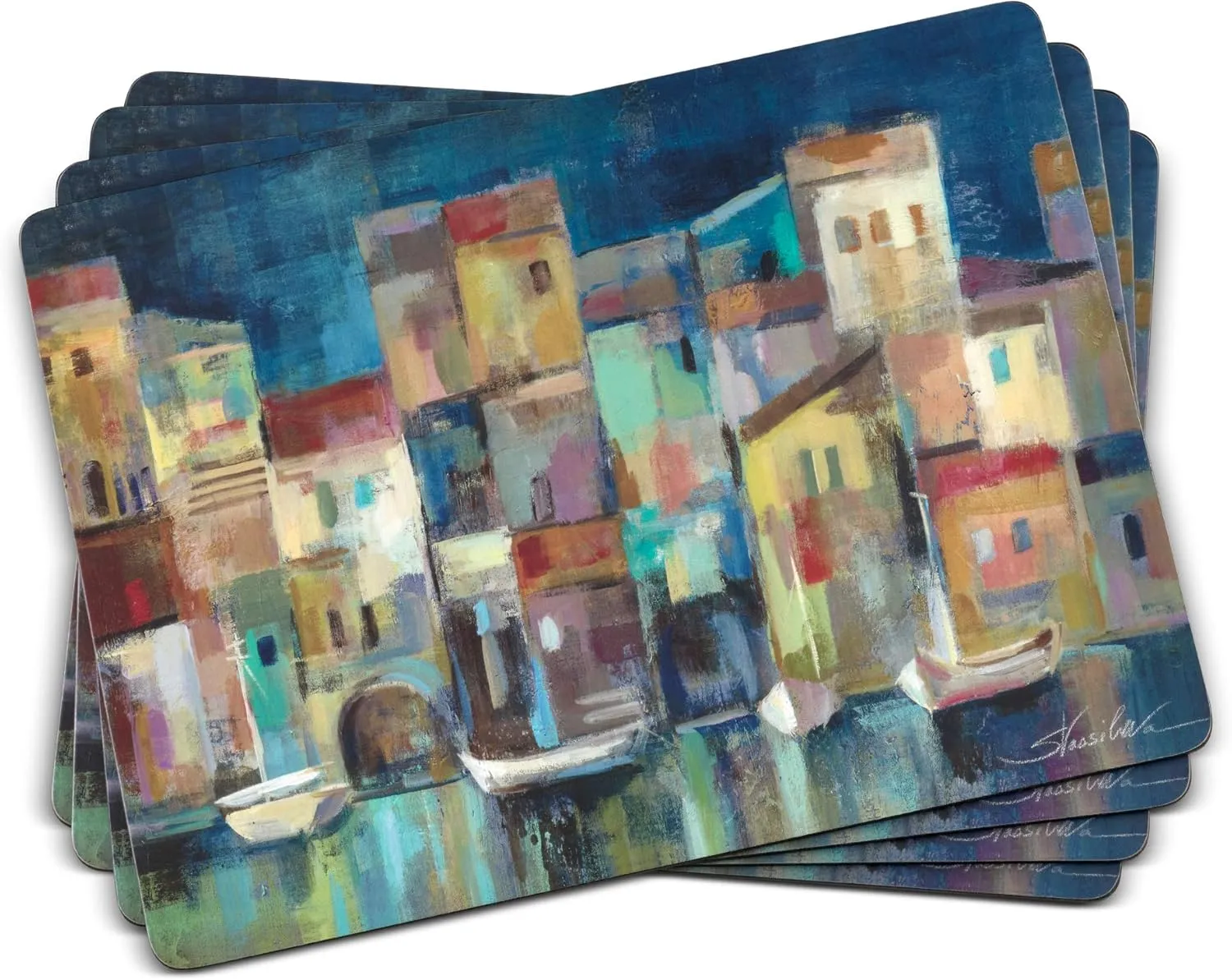 Pimpernel Evening Port Placemats - Set of 4 (15.7” x 11.7”), Cork Backing, Elegant & Durable, Easy to Clean, Protects Surfaces from Heat & Spills, Ideal for Dining & Entertaining