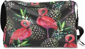 Pineapple Cute Flamingo Small Gym Bag for Men Women Workout Sport Duffle Bag Waterproof Weekender Overnight Bag Lightweight Carry on Tote Bag Crossbody Shoulder Travel Bag for Swim Yoge Dance