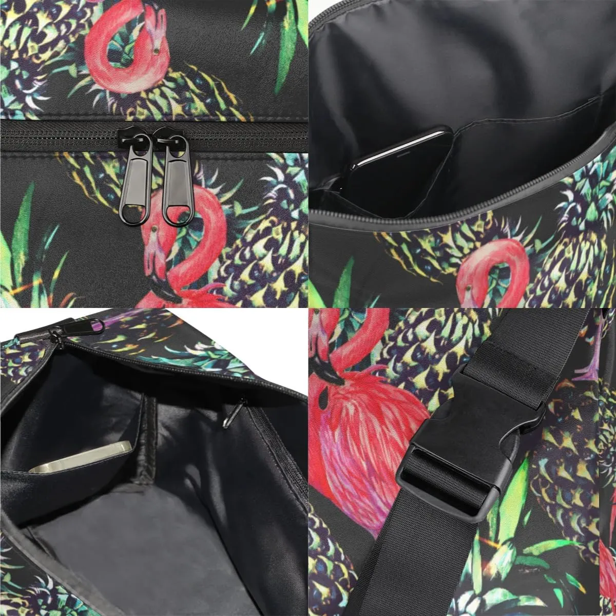 Pineapple Cute Flamingo Small Gym Bag for Men Women Workout Sport Duffle Bag Waterproof Weekender Overnight Bag Lightweight Carry on Tote Bag Crossbody Shoulder Travel Bag for Swim Yoge Dance