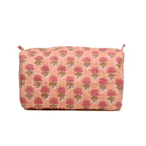 PINK GUL BUTTI QUILTED TOILETRY POUCH