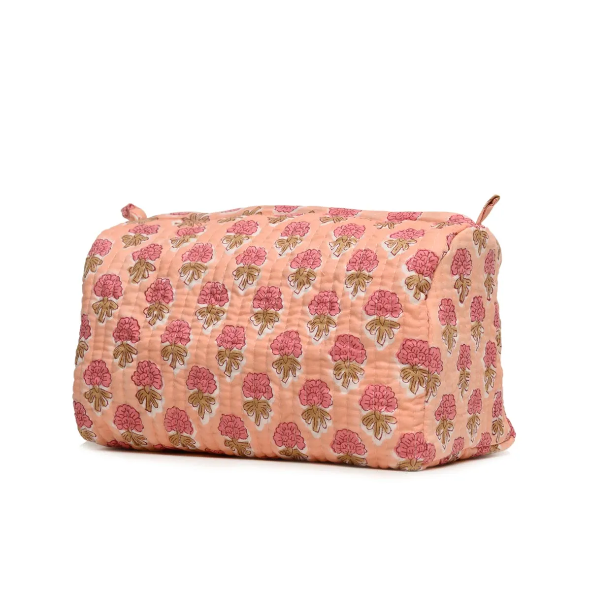 PINK GUL BUTTI QUILTED TOILETRY POUCH