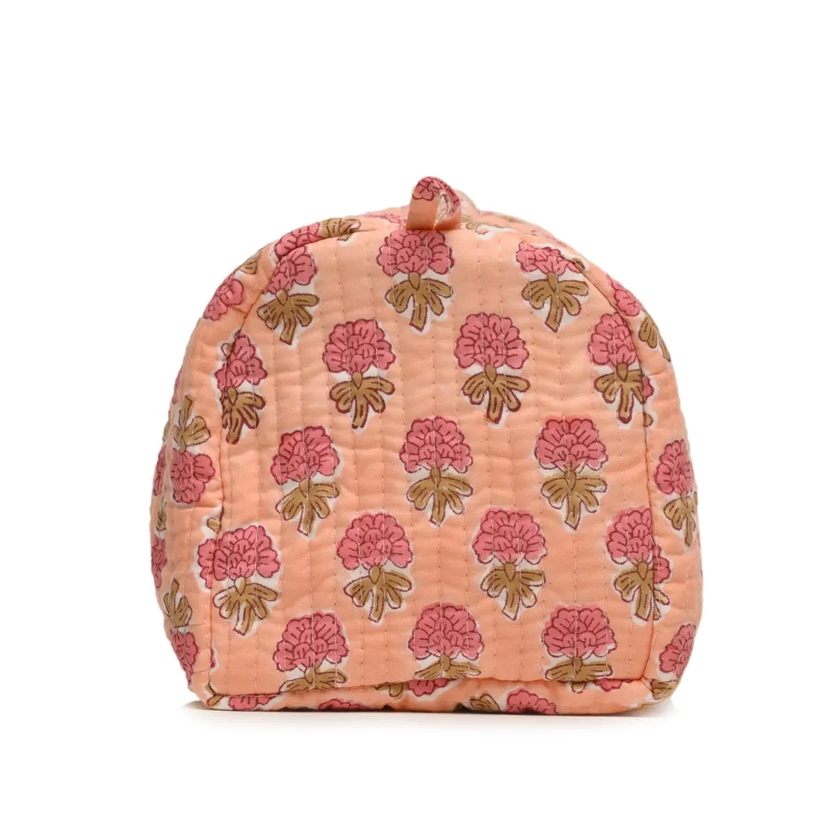 PINK GUL BUTTI QUILTED TOILETRY POUCH