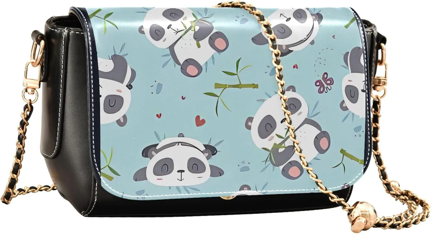 Pink Horse Heart Crossbody Bags for Women Pattern Leather Shoulder Bags Wallet Handbag with Chain Strap