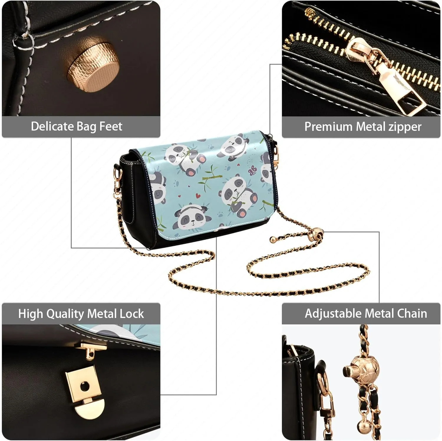 Pink Horse Heart Crossbody Bags for Women Pattern Leather Shoulder Bags Wallet Handbag with Chain Strap