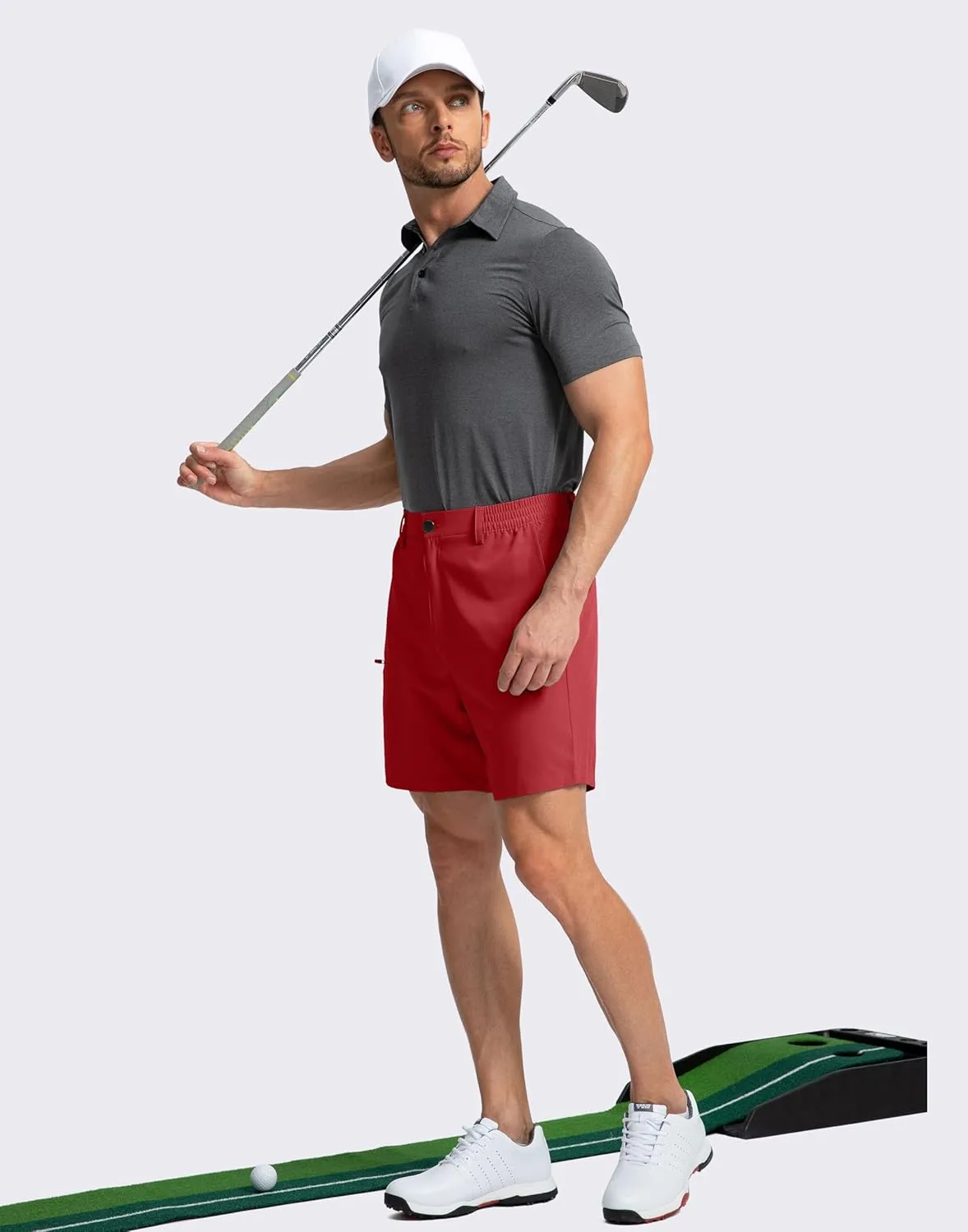 Pinkbomb Men's Golf Shorts with 6 Pockets Stretch Quick Dry Hiking Work Dress Shorts for Men