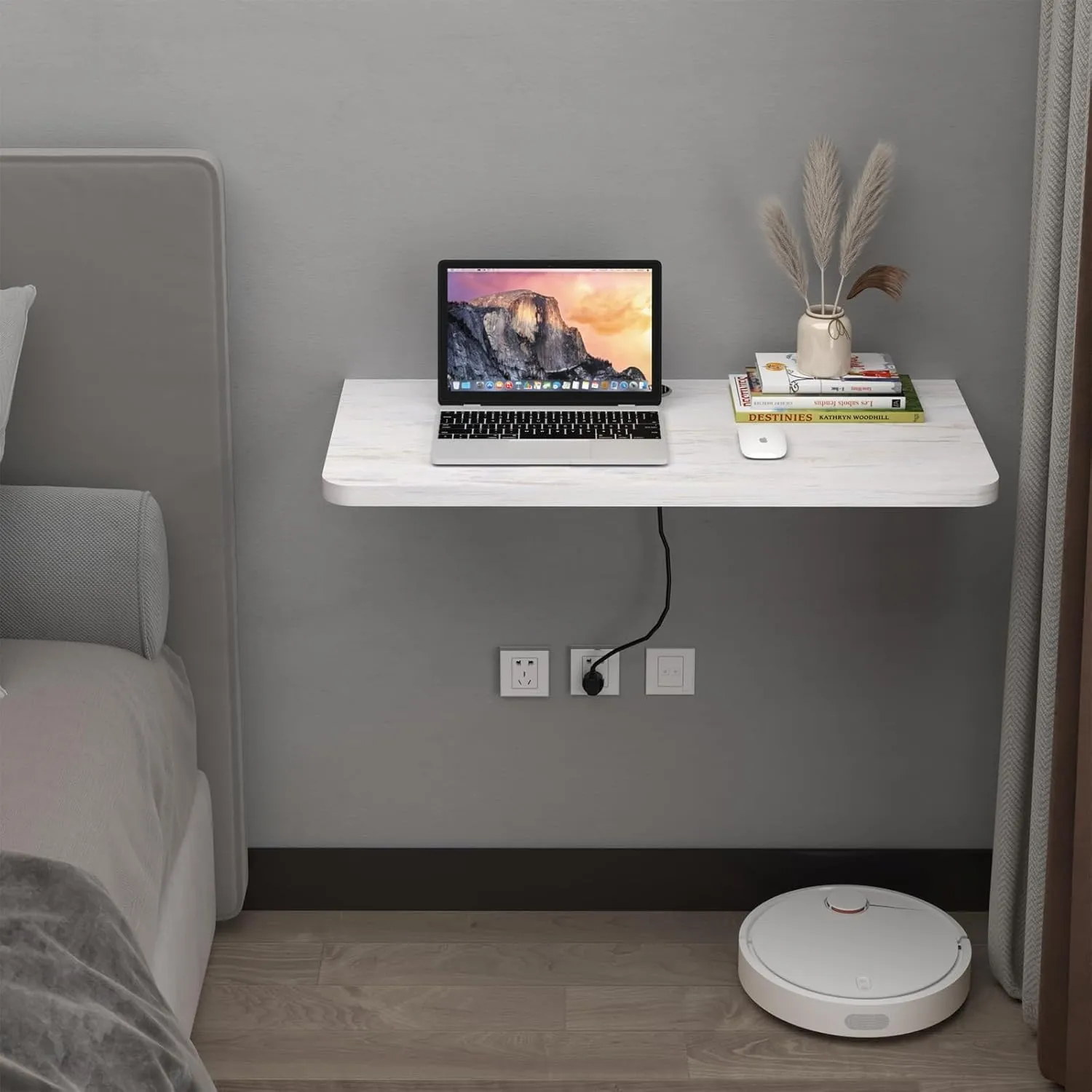 Pmnianhua Wall Mounted Desk,31'' Wall Mounted Drop Leaf Table,Drop Down Table,Folding Table,Fold Down Wall Desk,Floating Desk for Wall Laundry Room Bar Home Office Small Space(White)