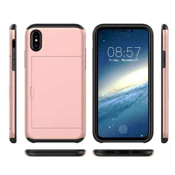 Portable Shockproof Hybrid Wallet Case Cover For Iphone and Samsung