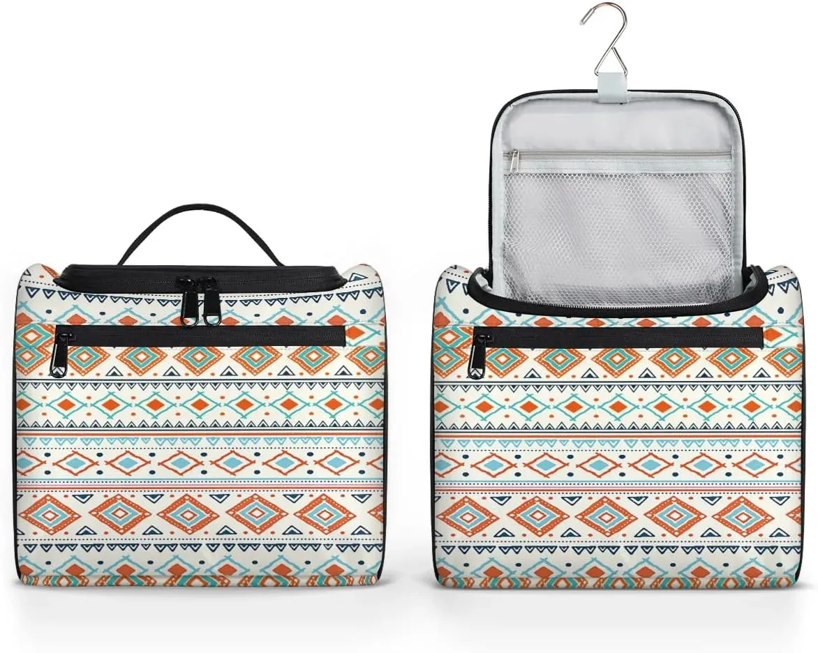 Portable Toiletry Cosmetic Travel Bag - Large Water Resistant Hanging Makeup Organizer Storage Pouch Case for Women Girls, Brush & Accessories Storage (Folk Style)