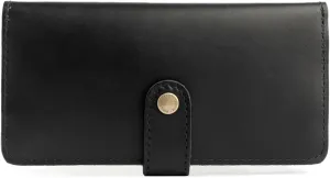 Portland Leather Goods Women's Bifold Wallet – Slim Design with Secure Snap, 8 Card Slots & Interior Zipper Pocket – Black