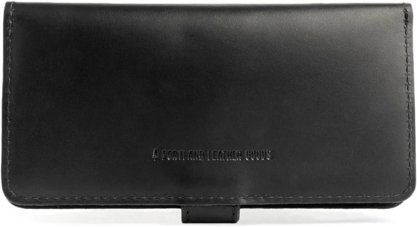Portland Leather Goods Women's Bifold Wallet – Slim Design with Secure Snap, 8 Card Slots & Interior Zipper Pocket – Black