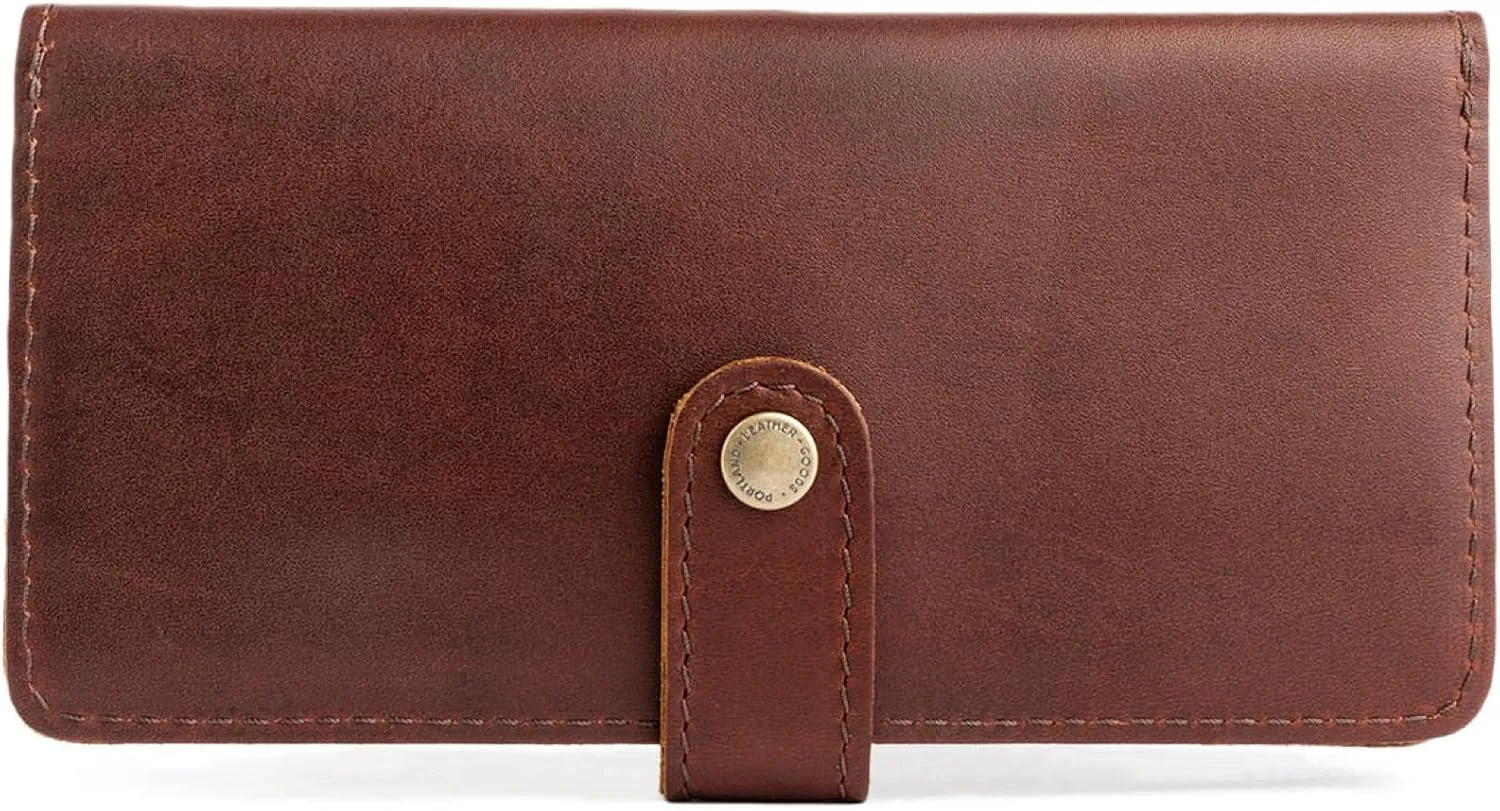 Portland Leather Goods Women's Bifold Wallet – Slim Design with Secure Snap, 8 Card Slots & Interior Zipper Pocket – Cognac