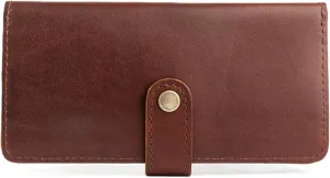Portland Leather Goods Women's Bifold Wallet – Slim Design with Secure Snap, 8 Card Slots & Interior Zipper Pocket – Cognac