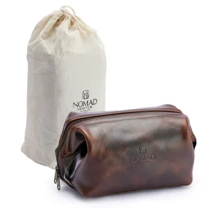 Premium Leather Travel Toiletry Bag, King-Size Dopp Kit with Waterproof Lining, For Men and Women