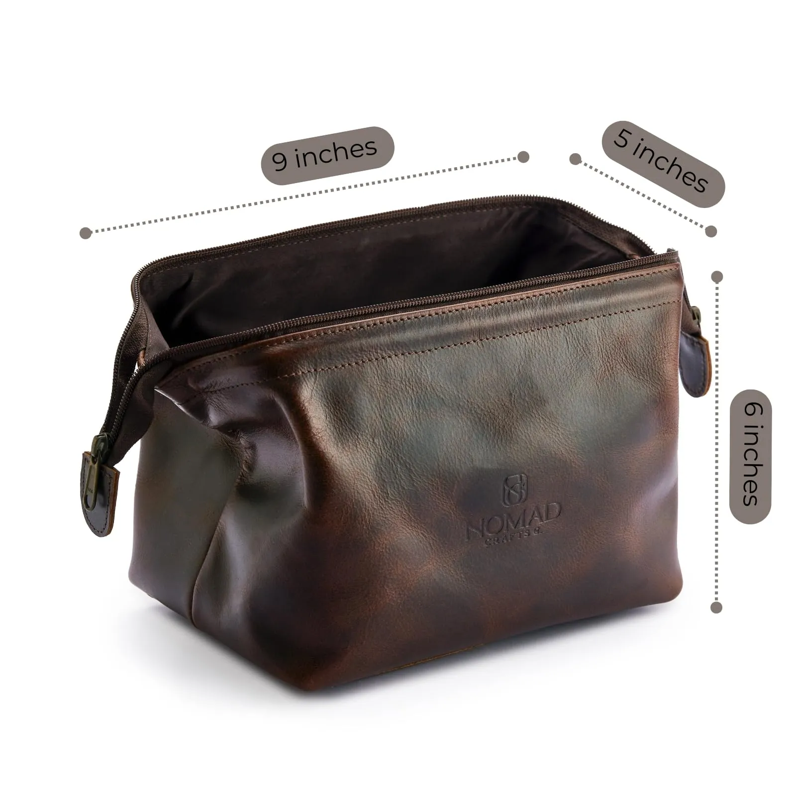 Premium Leather Travel Toiletry Bag, King-Size Dopp Kit with Waterproof Lining, For Men and Women