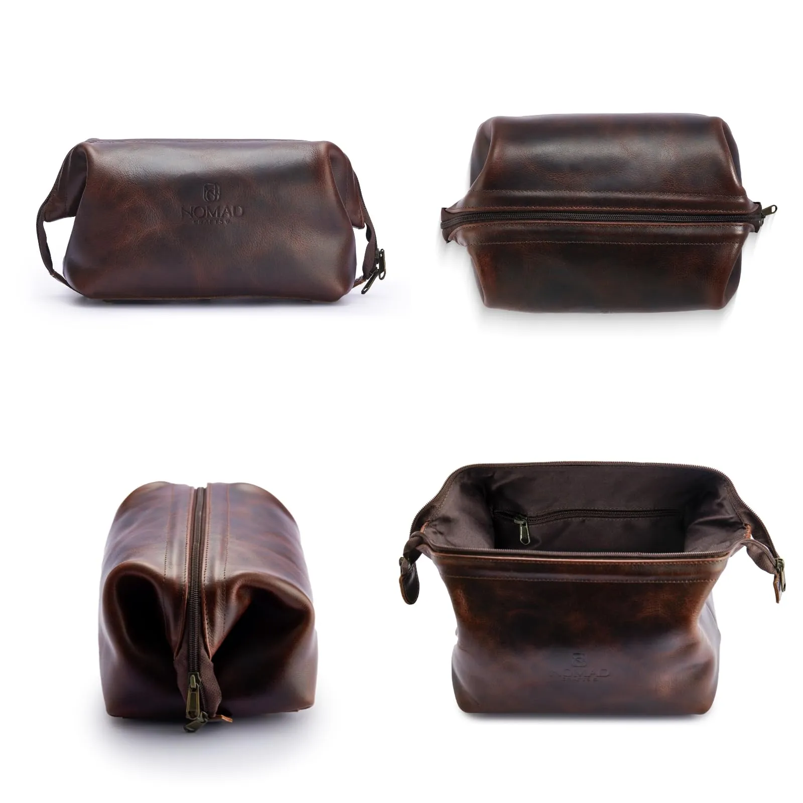 Premium Leather Travel Toiletry Bag, King-Size Dopp Kit with Waterproof Lining, For Men and Women