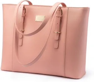 Professional Laptop Purse Tote Bag with Padded Compartment Fits Up to 15.6 Inch Computer, N°1-Pink
