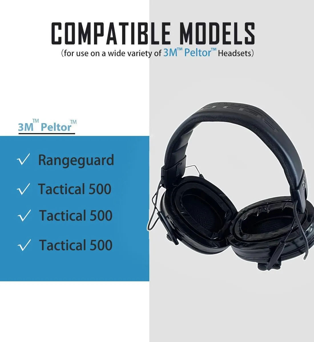 PROHEAR Gel Ear Pads Compatible with Peltor Sport RangeGuard TAC100 300 500 Earmuffs, Comfortable Replacement Gel Ear Cups