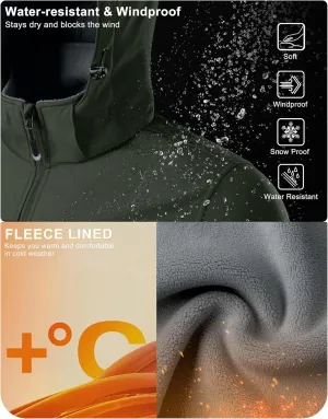 Pudolla Men's Softshell Jacket Fleece Lined Water Resistant Hooded Winter Coats for Men Outdoor Work Hiking with Pockets