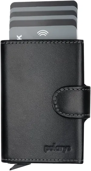 pularys Mini Wallet SOHO - Credit Card Holder Made of Italian Leather - RFID blocking - Space for Cash and Coins - Up to 9 Cards - For Men and Women - Fashionable Colors