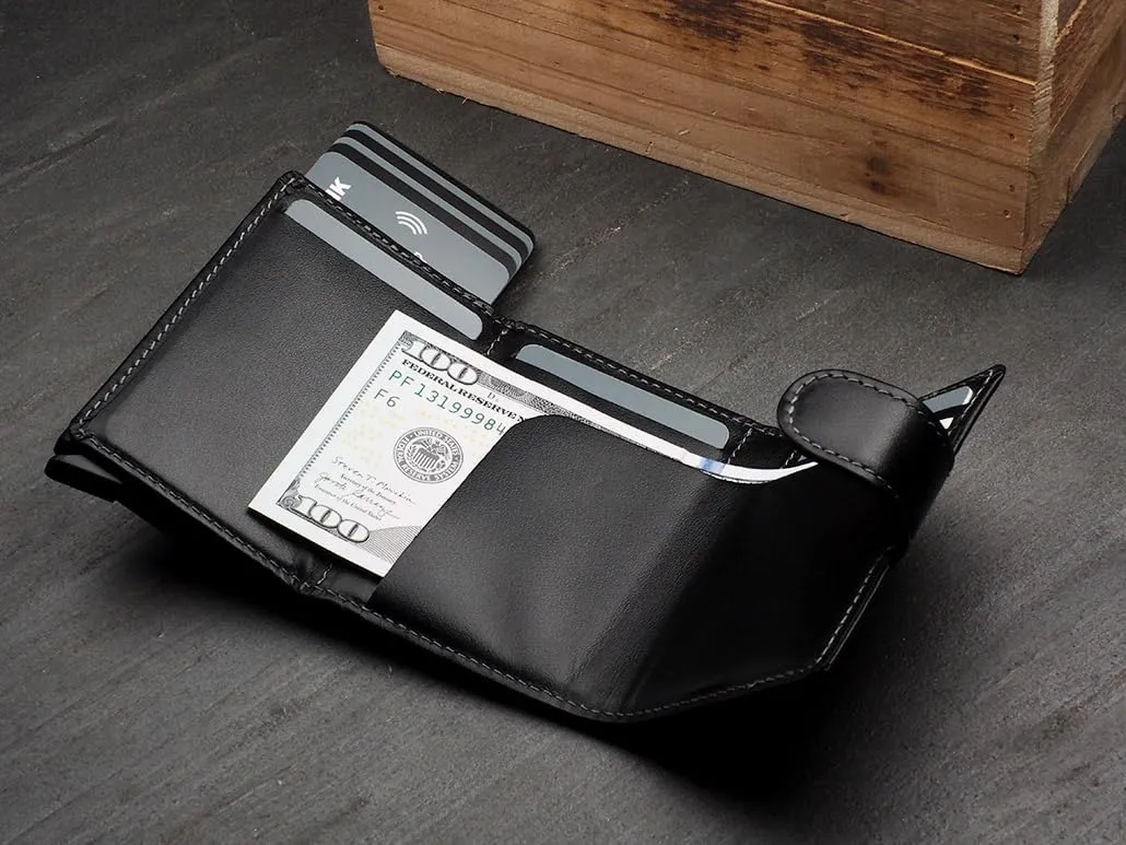 pularys Mini Wallet SOHO - Credit Card Holder Made of Italian Leather - RFID blocking - Space for Cash and Coins - Up to 9 Cards - For Men and Women - Fashionable Colors