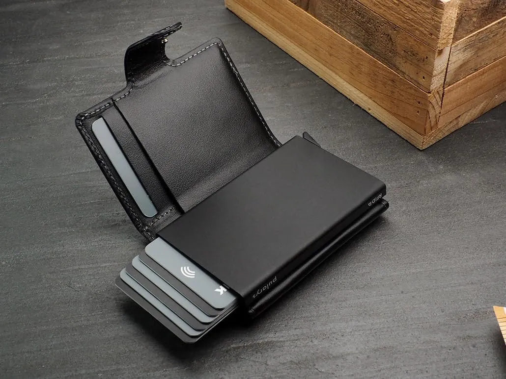 pularys Mini Wallet SOHO - Credit Card Holder Made of Italian Leather - RFID blocking - Space for Cash and Coins - Up to 9 Cards - For Men and Women - Fashionable Colors