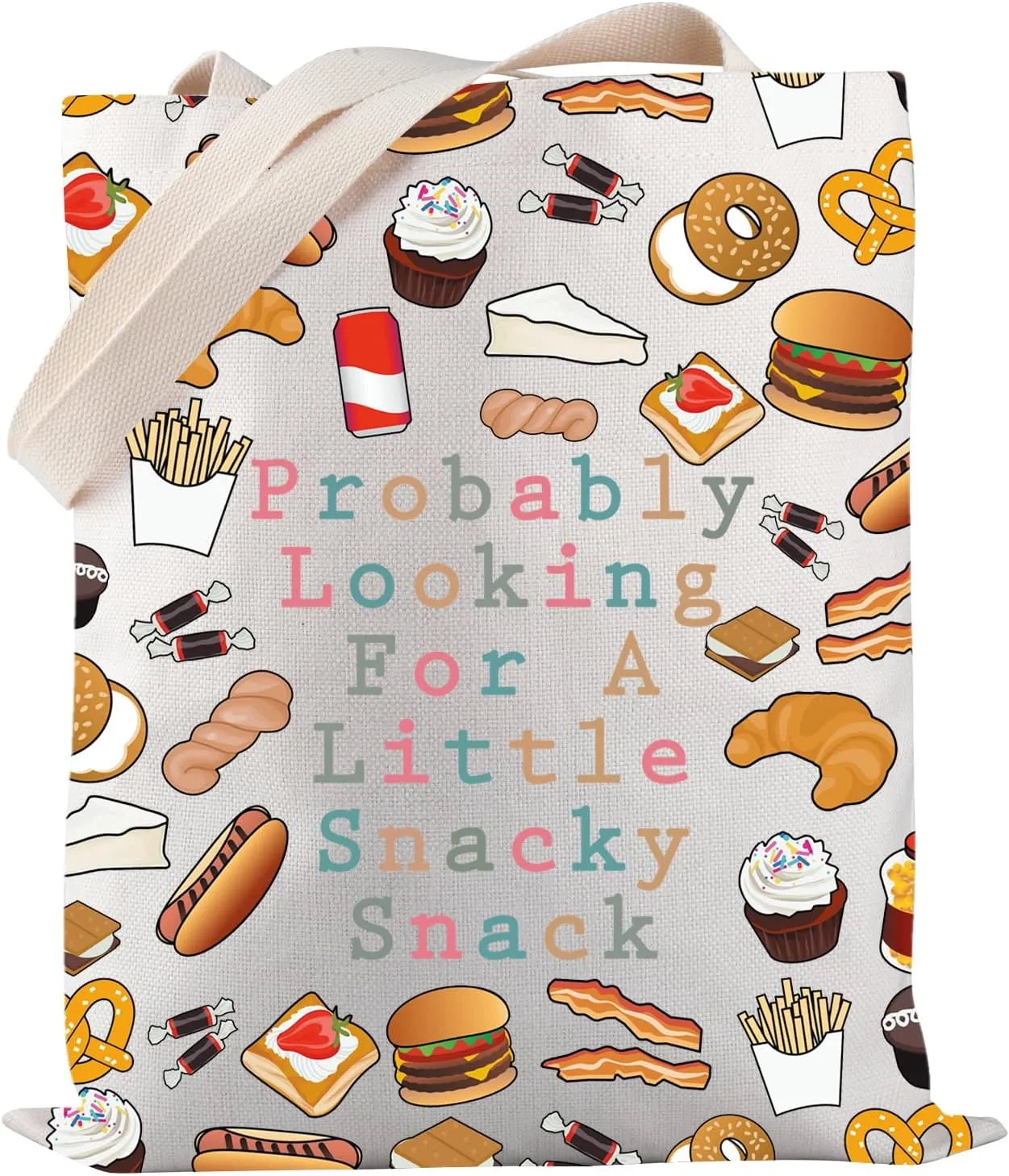 PWHAOO Funny Foodie Tote Bag Probably Looking For A Little Snacky Snack Tote Bag Snack Dealer Tote Bag Snack Lover Gift