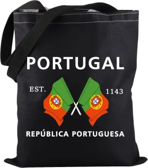 PWHAOO Portugal Flag Tote Bag Portugal Trip Shopping Bag for Traveler Portugal Souvenir Gift