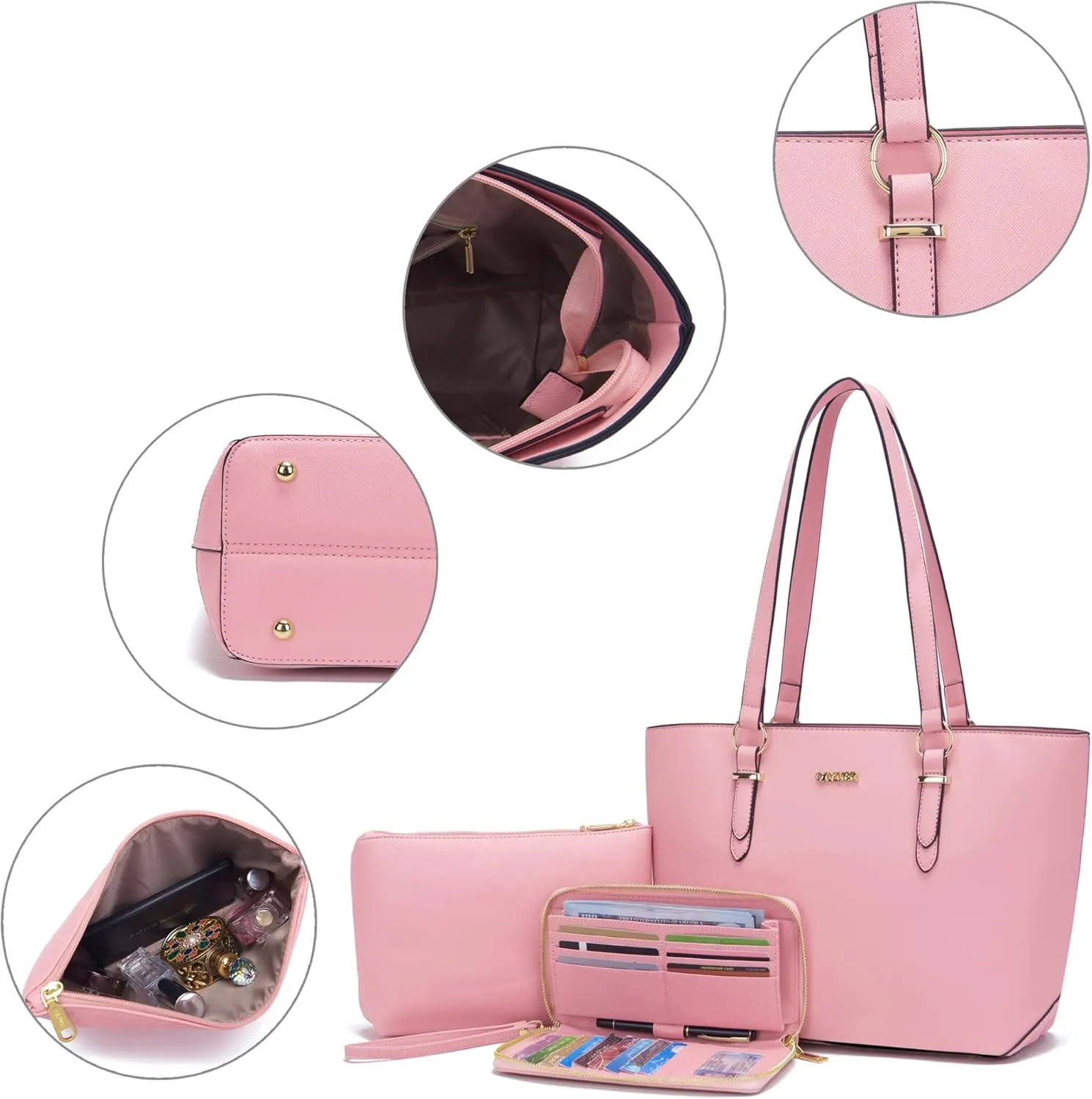 Qiyuer Women Purses Handbags Wallet Sets Shoulder Bags Top Handle Satchel Tote Purse Work Bag Set With Matching Wallet 3pcs